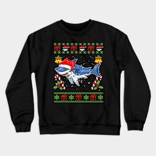 ugly christmas sweater shark Crewneck Sweatshirt